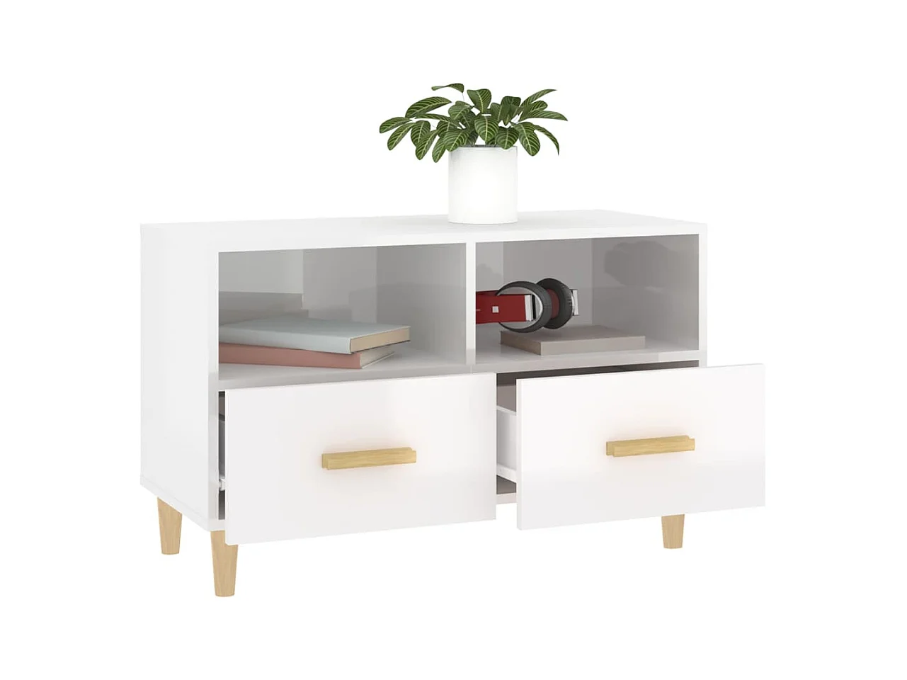 Millingen aan de Rijn  Meuble TV Blanc brillant 80x36x50 cm Bois d'ingénierie