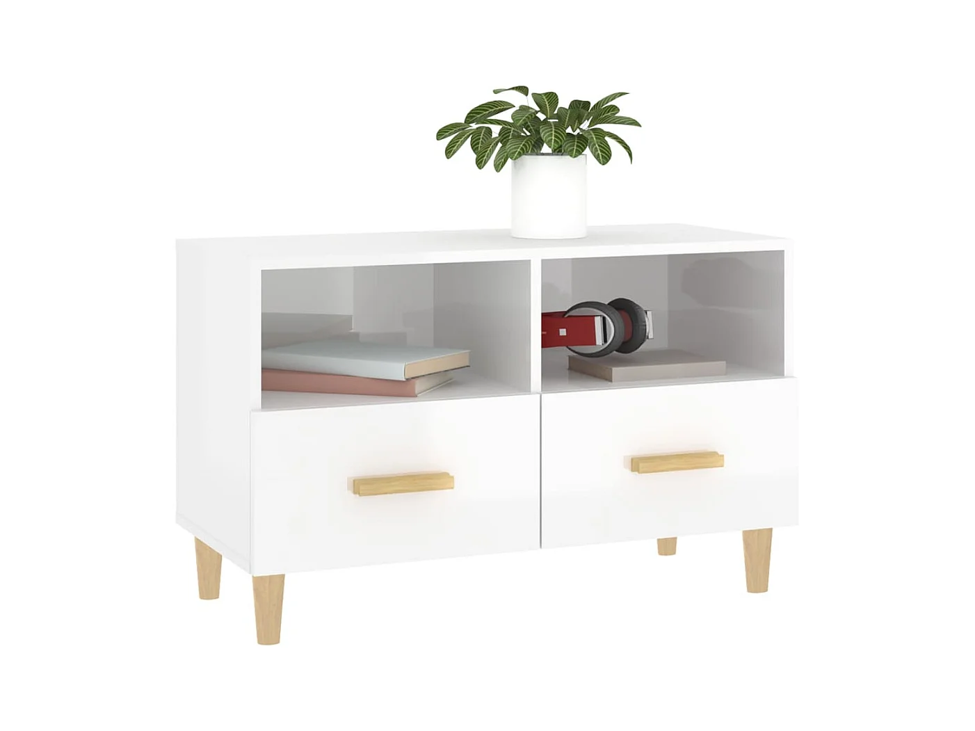 Millingen aan de Rijn  Mueble de TV madera contrachapada blanco brillo 80x36x50 cm