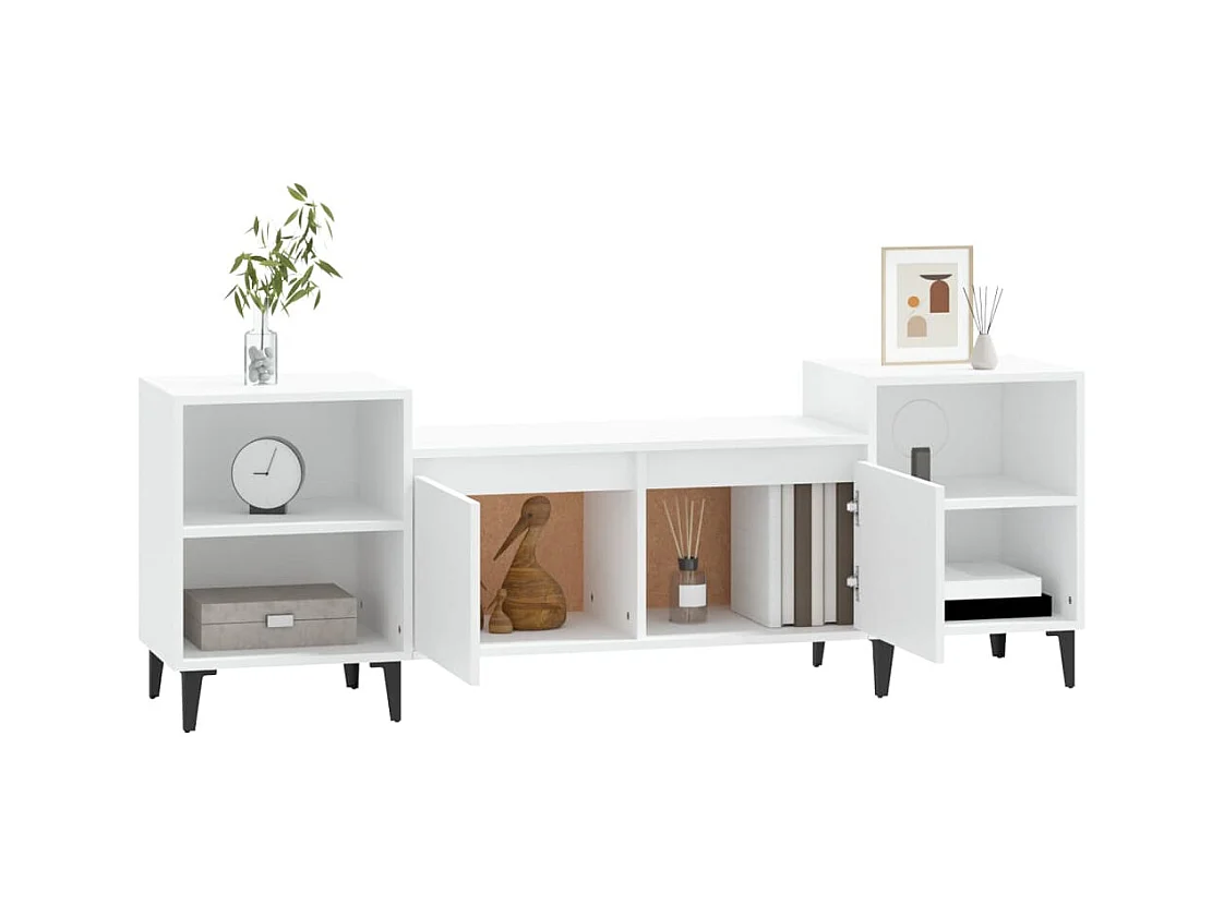 Blakely  Meuble TV Blanc 160x35x55 cm Bois d'ingénierie