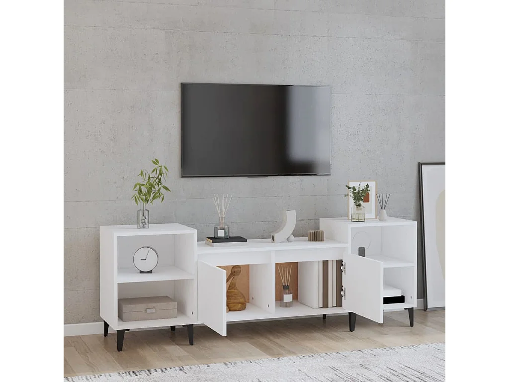 Blakely  Meuble TV Blanc 160x35x55 cm Bois d'ingénierie