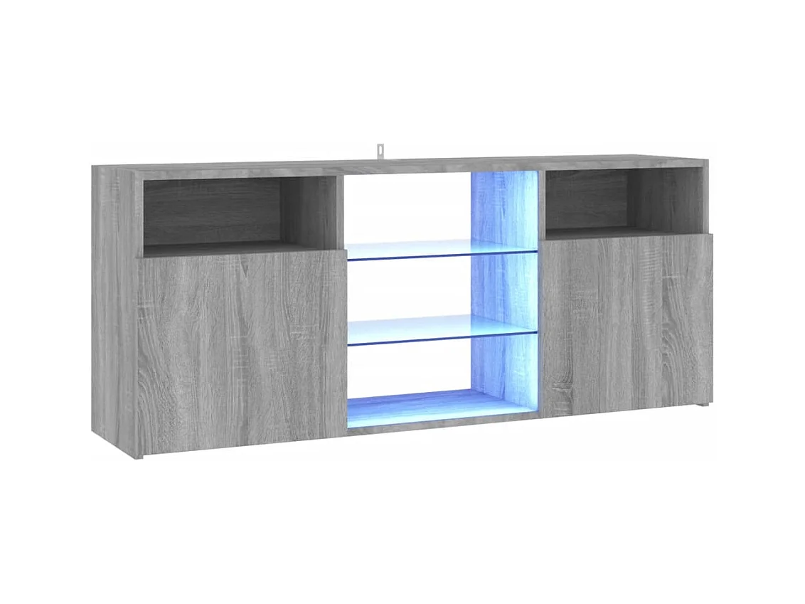 Webster City  Meuble TV avec lumières LED Sonoma gris 120x30x50 cm