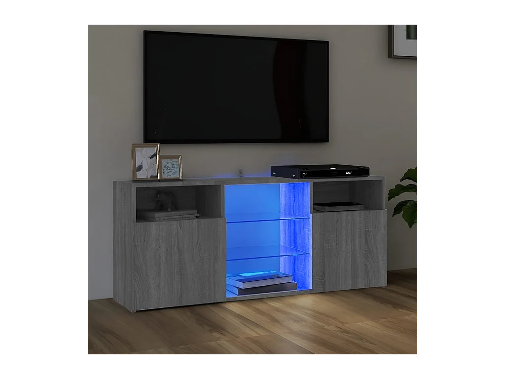 Webster City  Meuble TV avec lumières LED Sonoma gris 120x30x50 cm