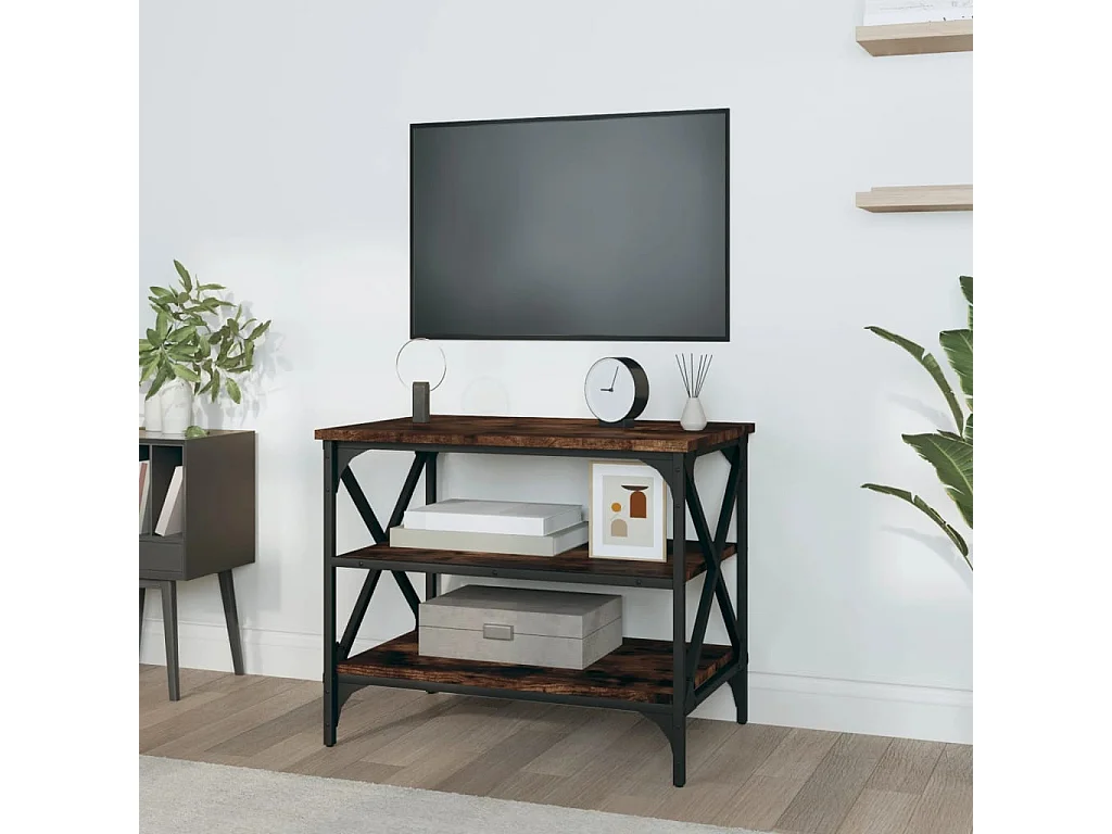 Othmane  Meuble TV Chêne fumé 60x40x50 cm Bois d'ingénierie