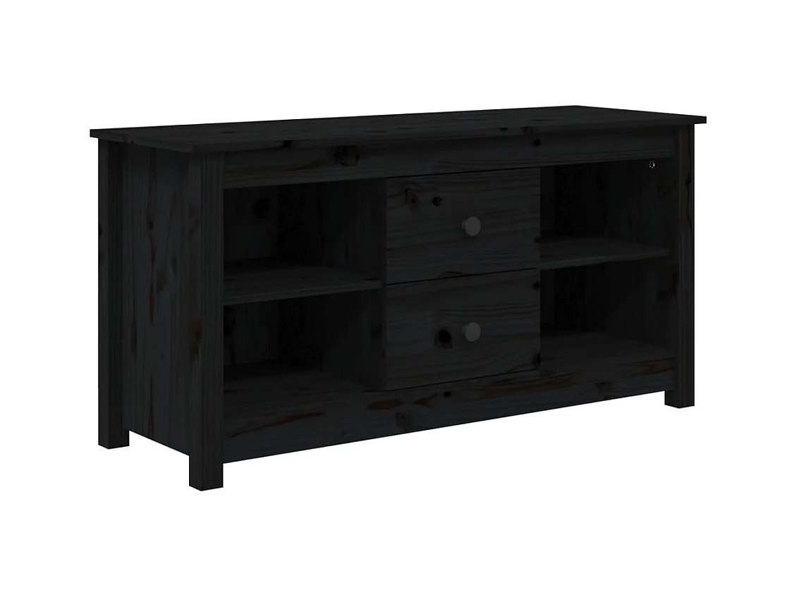 Cordele  Meuble TV Noir 103x36,5x52 cm Bois de pin massif