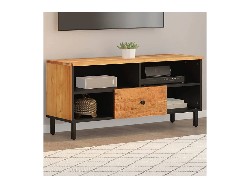 Telira  Mueble de TV madera maciza de acacia 100x33x46 cm