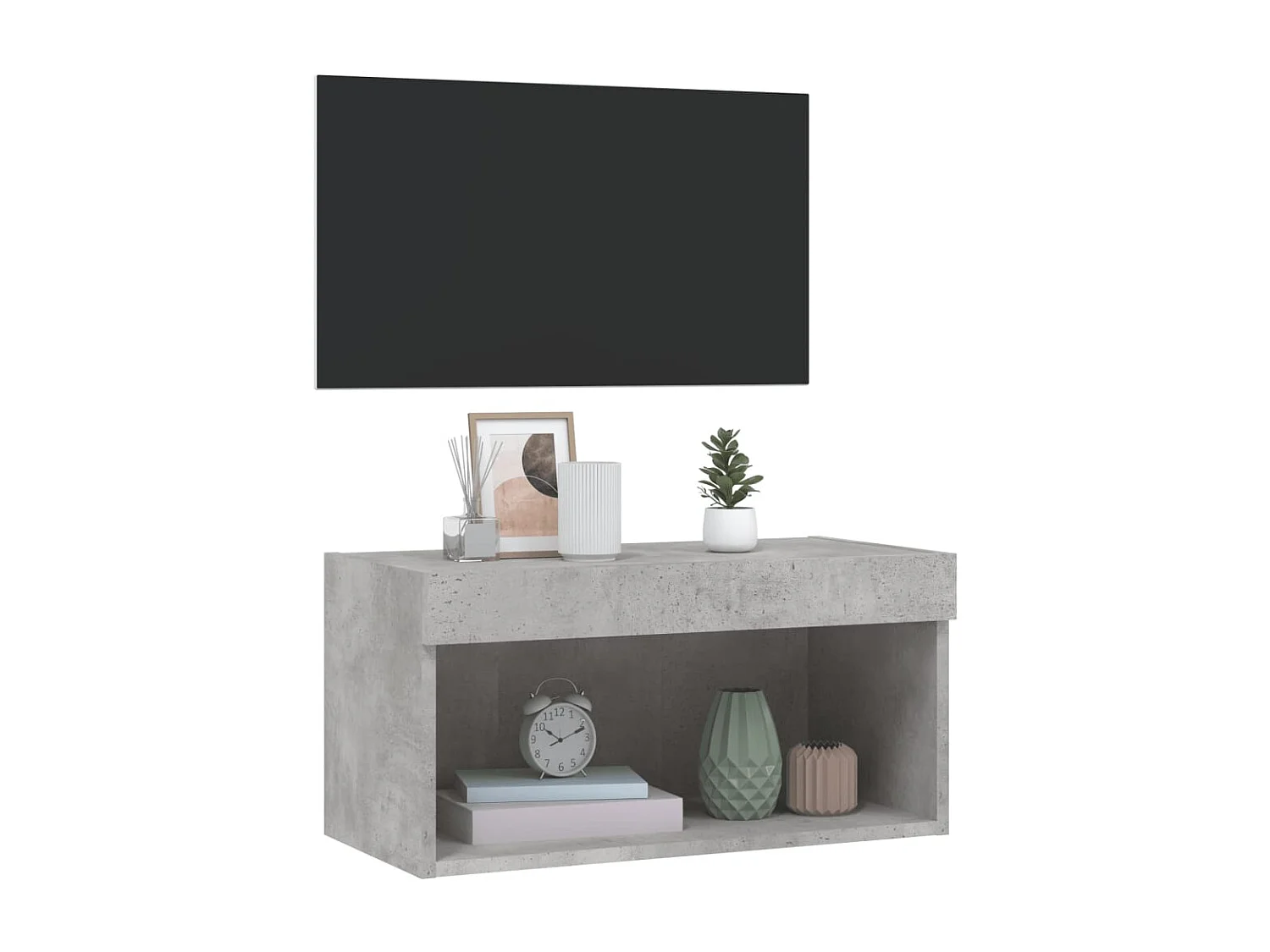 Mano  Meuble TV avec lumières LED gris béton 60x30x30 cm