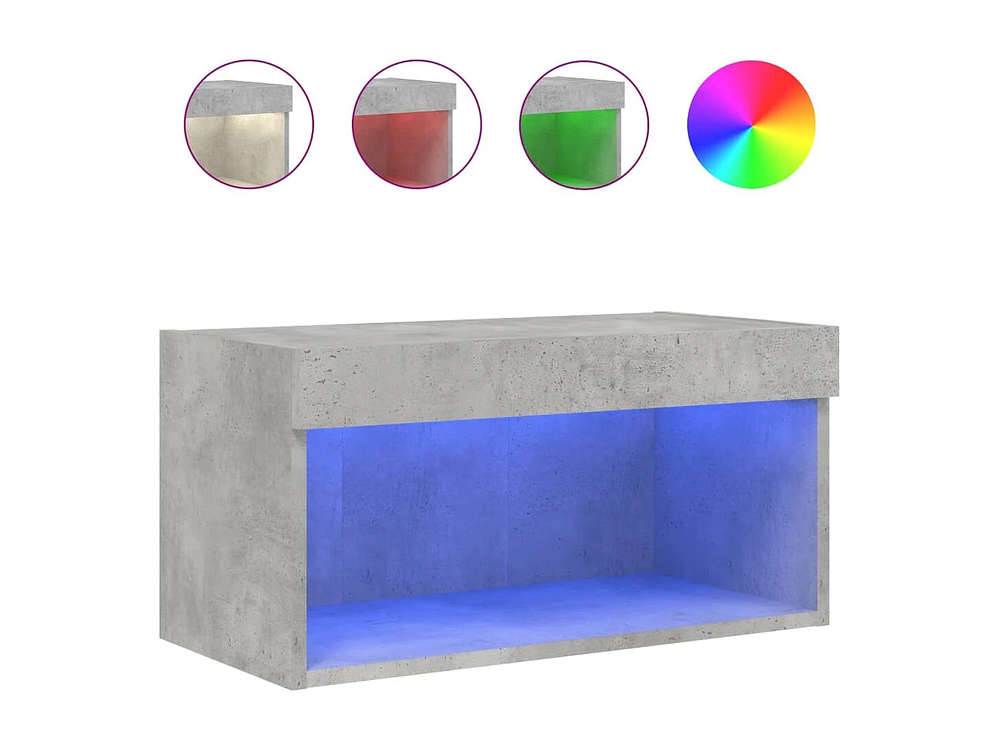 Mano  Meuble TV avec lumières LED gris béton 60x30x30 cm