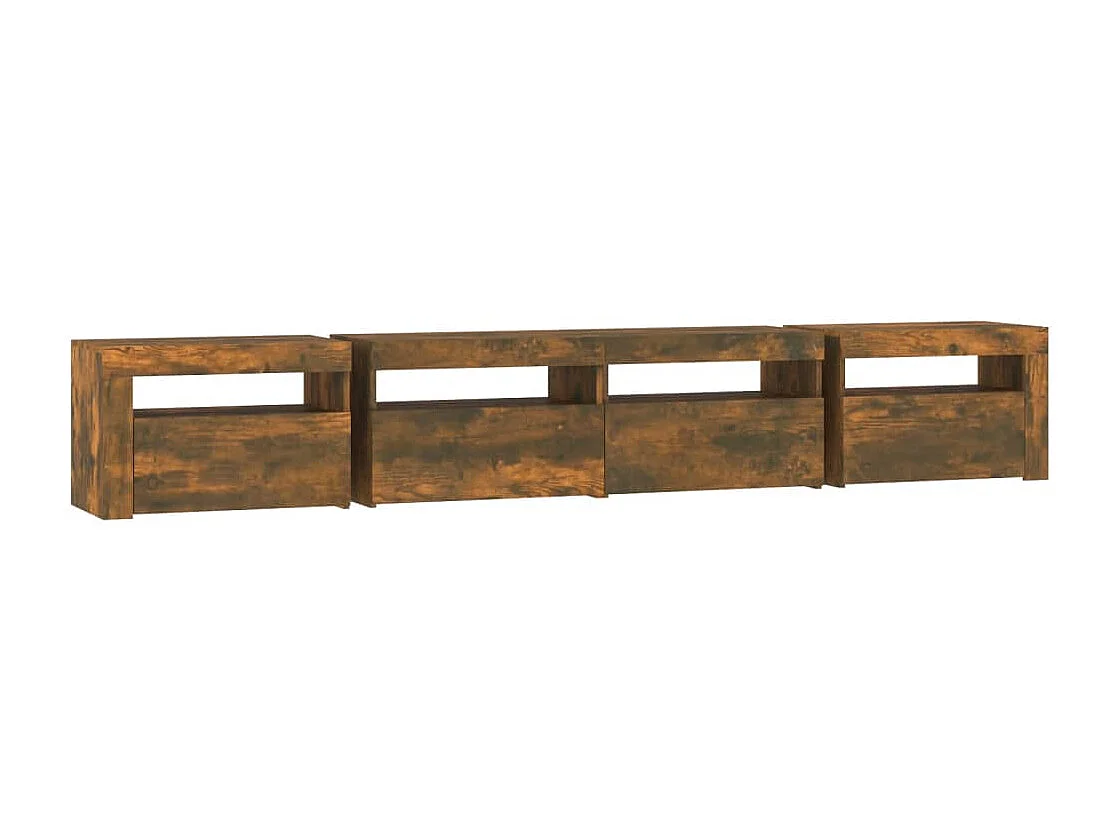 Cincinnatus  Meuble TV avec lumières LED Chêne fumé 240x35x40 cm