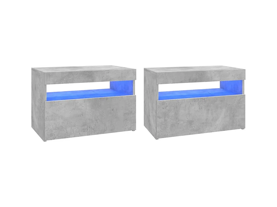 Ilion  Meubles TV avec lumières LED 2 pcs gris béton 60x35x40 cm