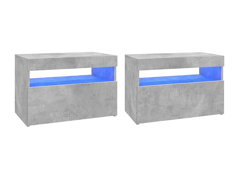 Ilion  Meubles TV avec lumières LED 2 pcs gris béton 60x35x40 cm