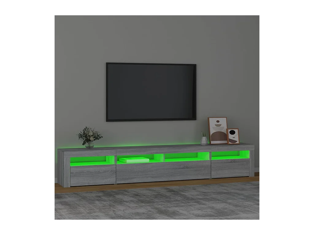Vleteren  Meuble TV avec lumières LED Sonoma gris 240x35x40 cm