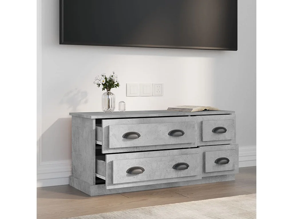Joeri  Meuble TV gris béton 100x35,5x45 cm bois d'ingénierie