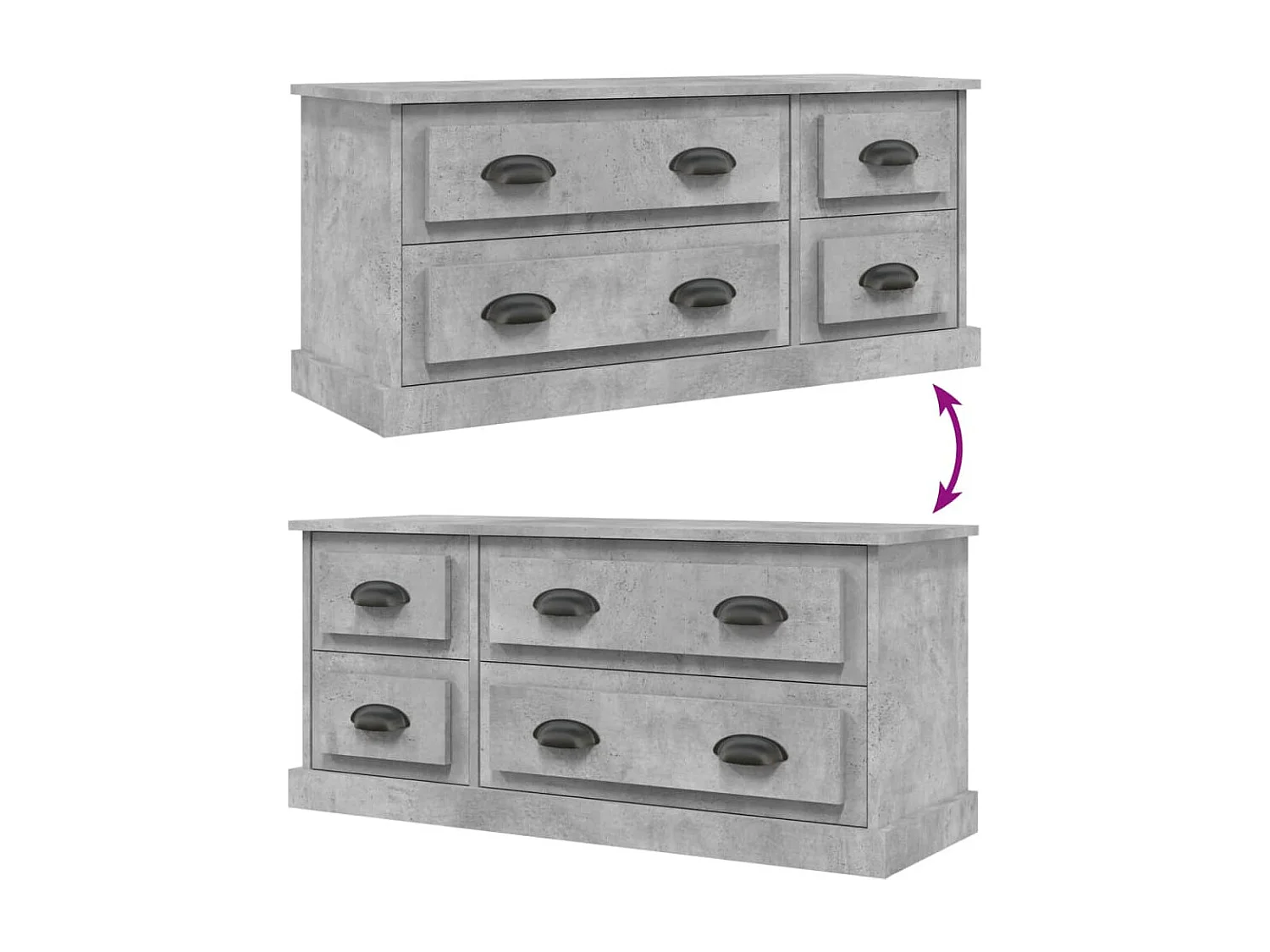 Joeri  Meuble TV gris béton 100x35,5x45 cm bois d'ingénierie