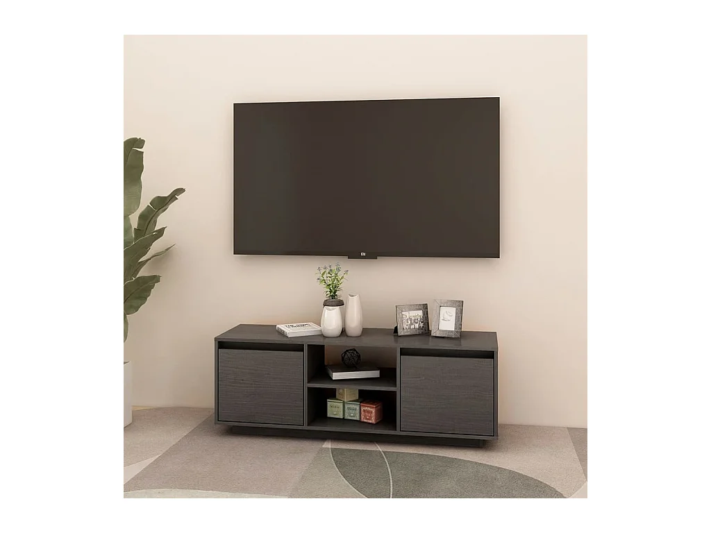 Saif  Meuble TV Gris 110x30x40 cm Bois de pin massif