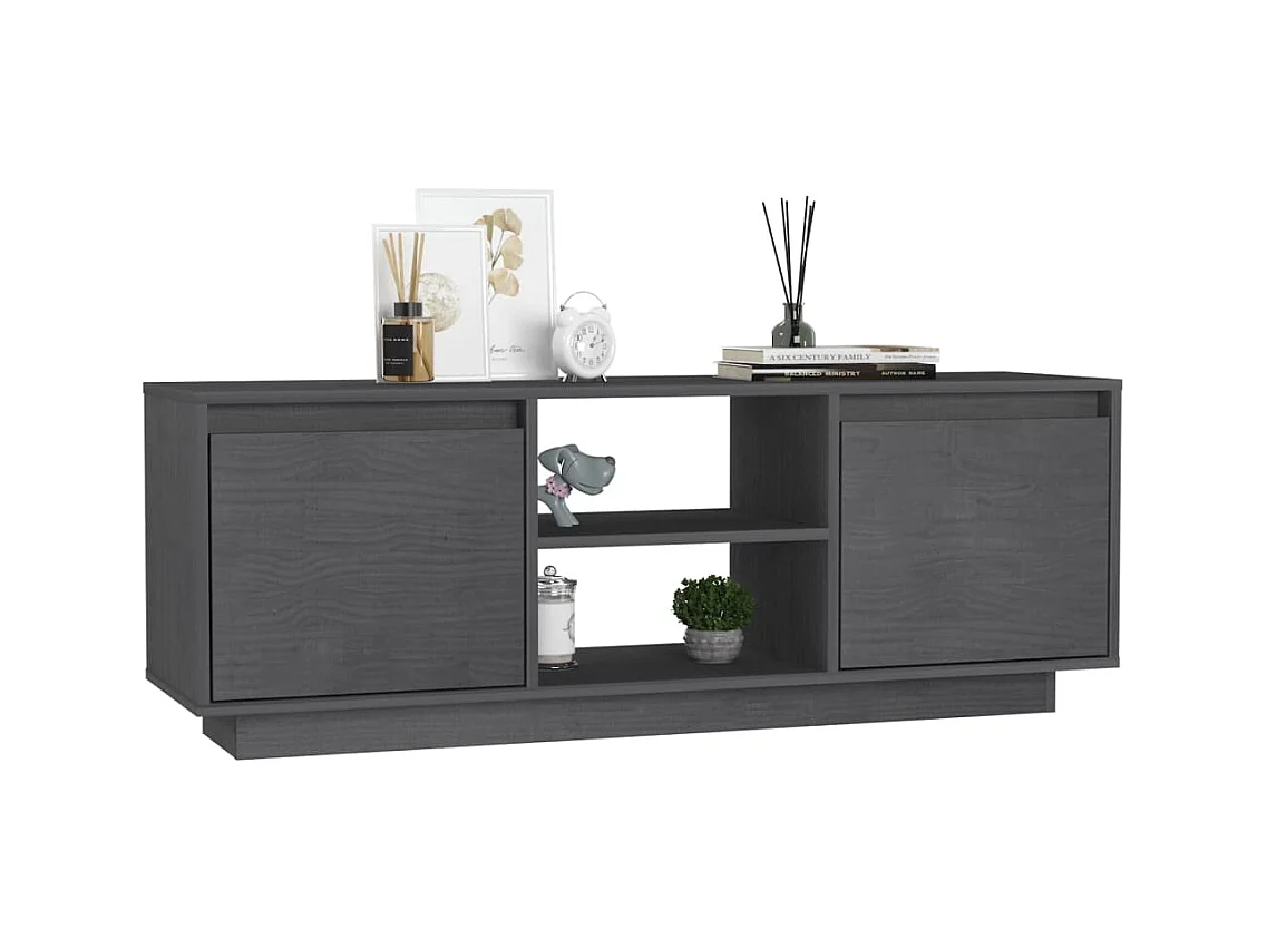 Saif  Meuble TV Gris 110x30x40 cm Bois de pin massif