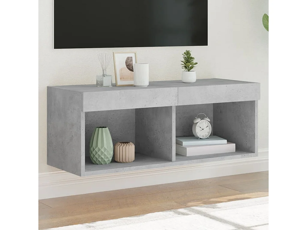Mano  Meuble TV avec lumières LED gris béton 80x30x30 cm
