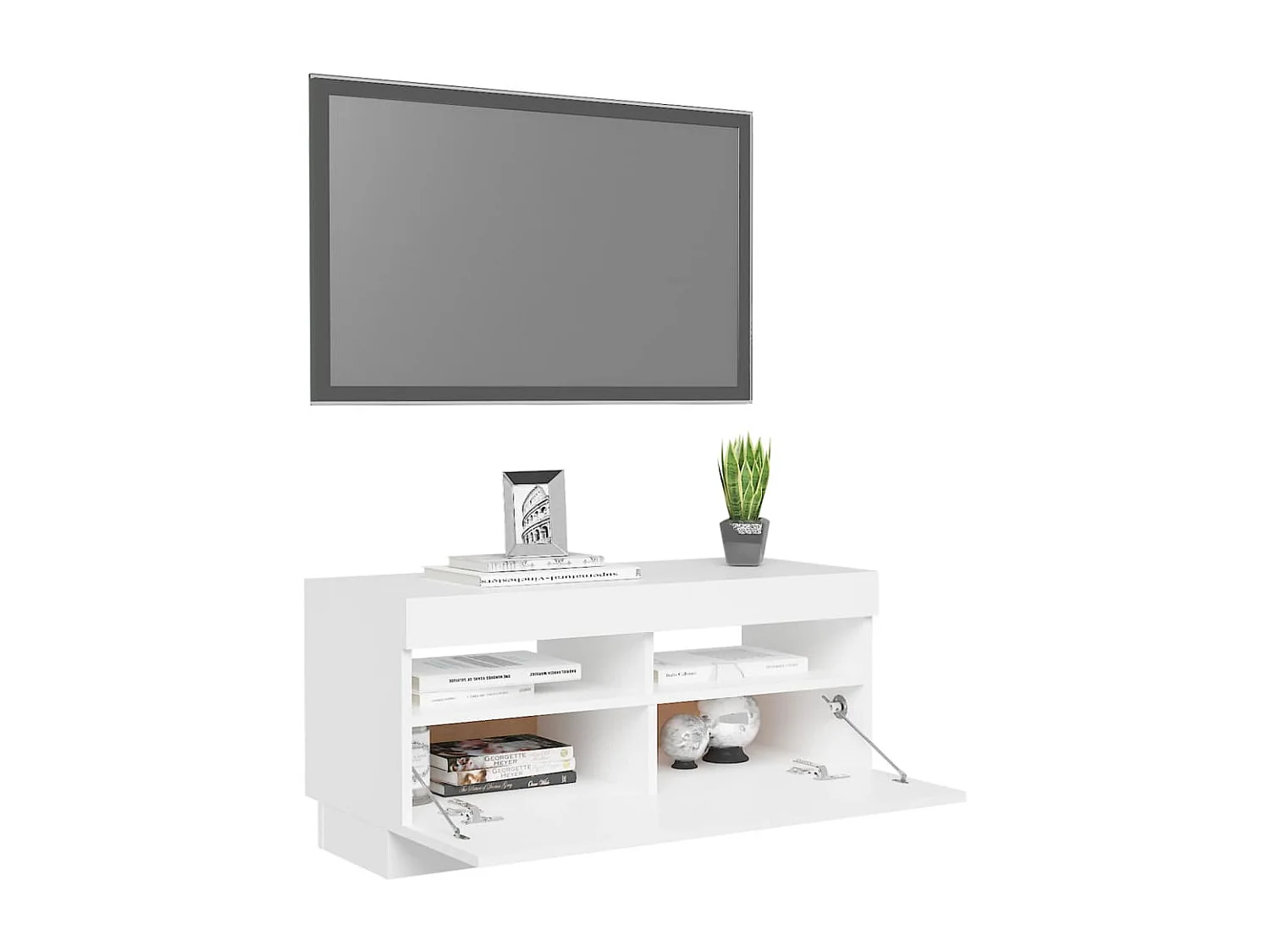 Roelant  Meuble TV avec lumières LED blanc 80x35x40 cm