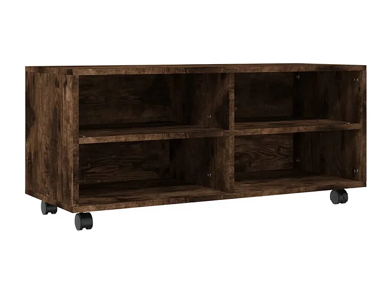 Yron  Mueble TV con ruedas madera contrachapada roble humo 90x35x35cm
