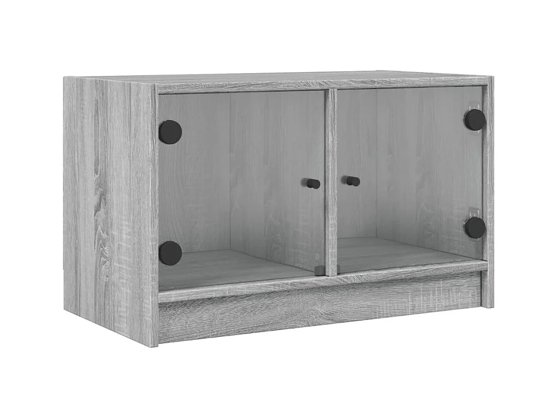 Herpen  Meuble TV avec portes en verre sonoma gris 68x37x42 cm