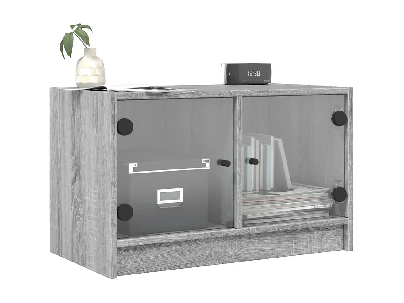 Herpen  Meuble TV avec portes en verre sonoma gris 68x37x42 cm