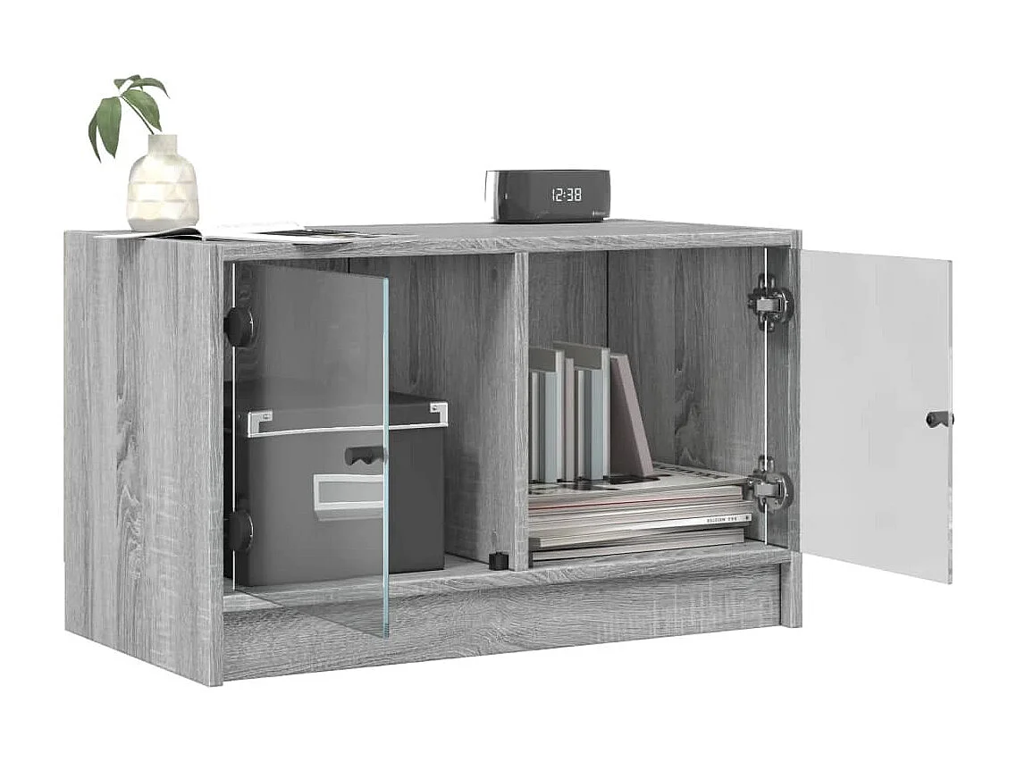 Herpen  Meuble TV avec portes en verre sonoma gris 68x37x42 cm