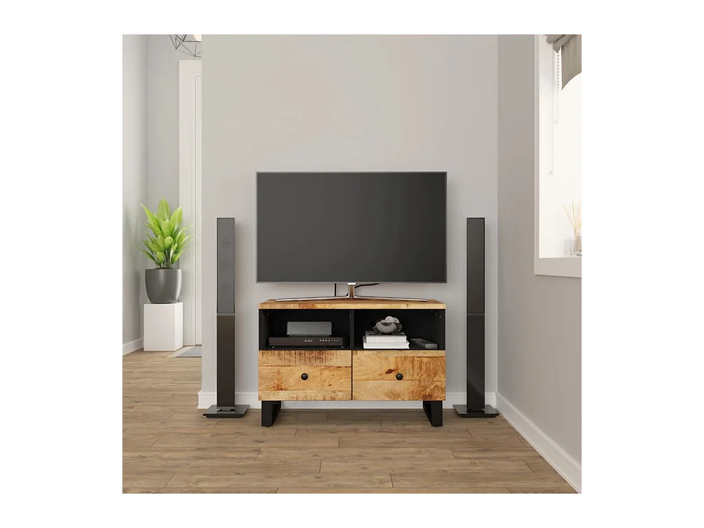 Cylen  Meuble TV 70x33x46 cm Bois massif de manguier