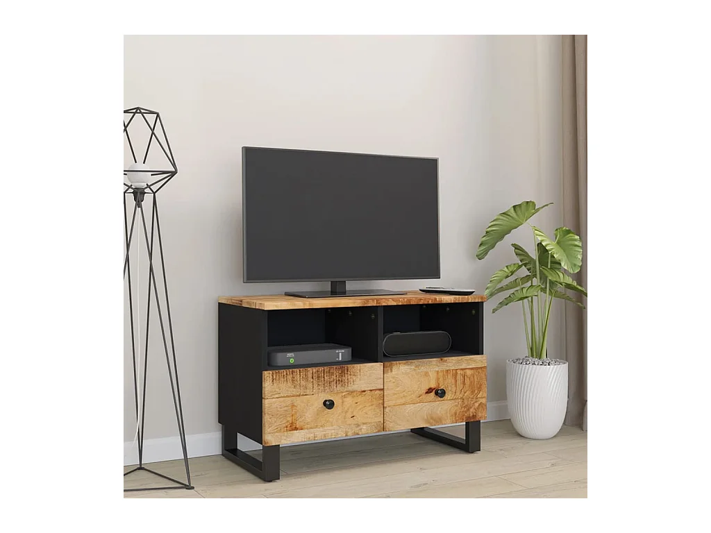 Cylen  Meuble TV 70x33x46 cm Bois massif de manguier