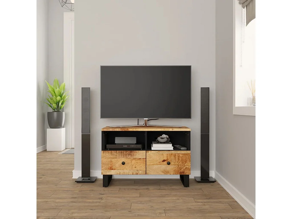 Cylen  Meuble TV 70x33x46 cm Bois massif de manguier