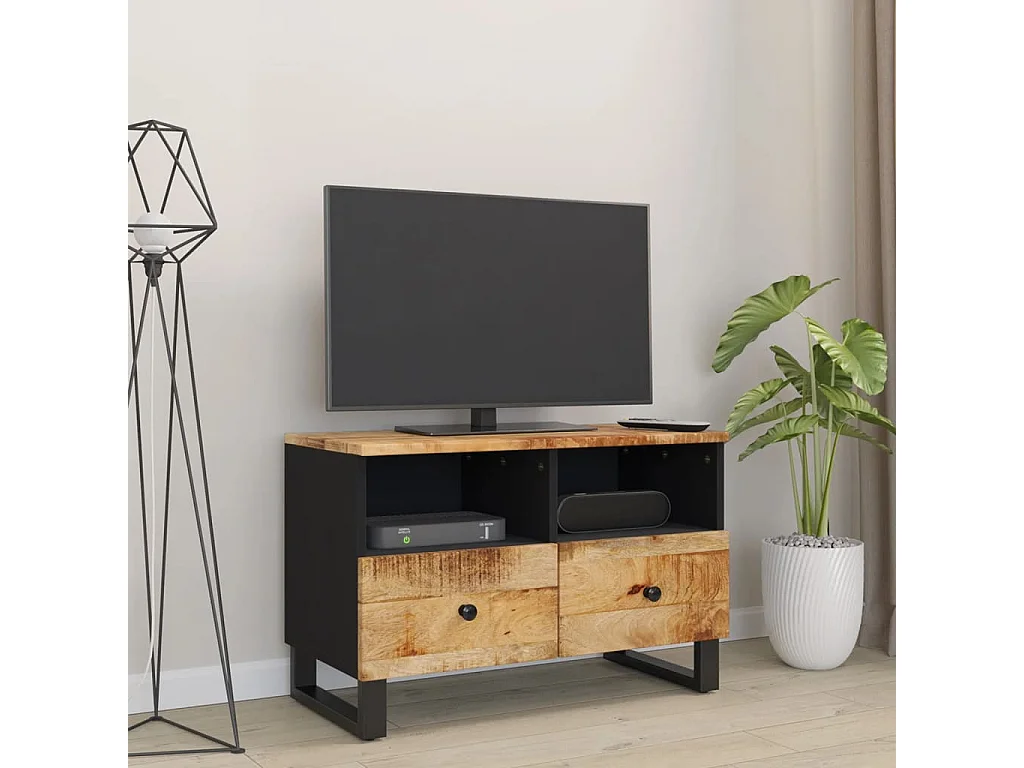 Cylen  Meuble TV 70x33x46 cm Bois massif de manguier