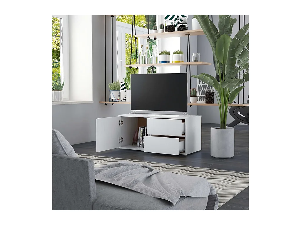 Waianae  Tv-meubel 80x34x36 cm bewerkt hout wit