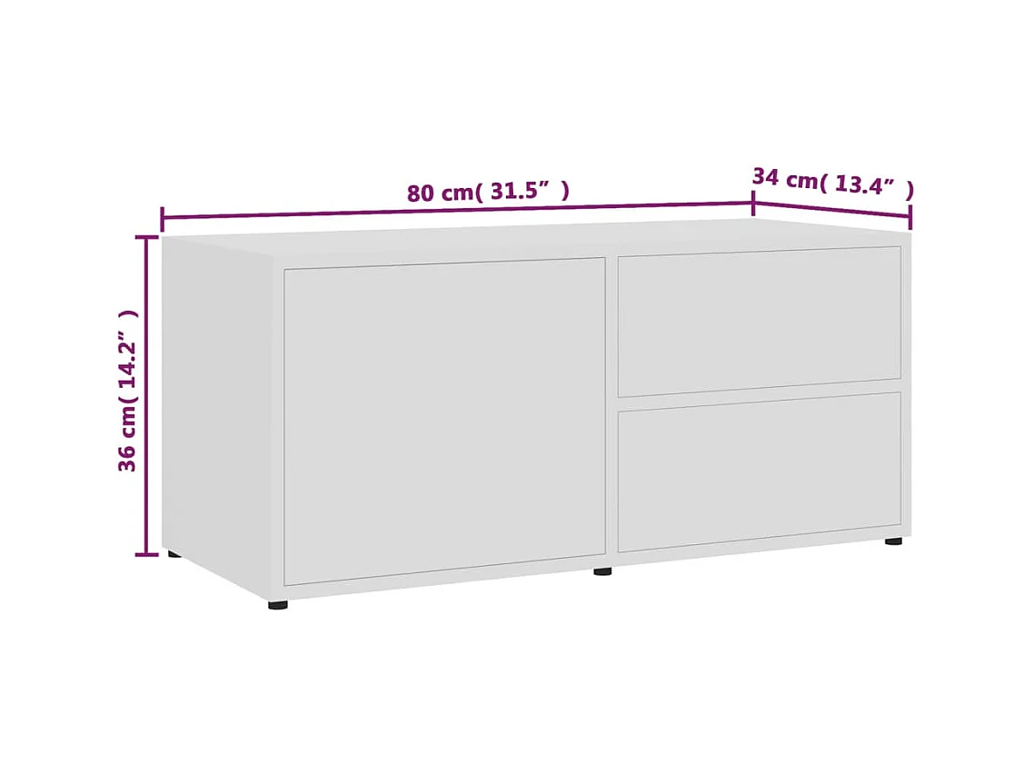 Waianae  Tv-meubel 80x34x36 cm bewerkt hout wit