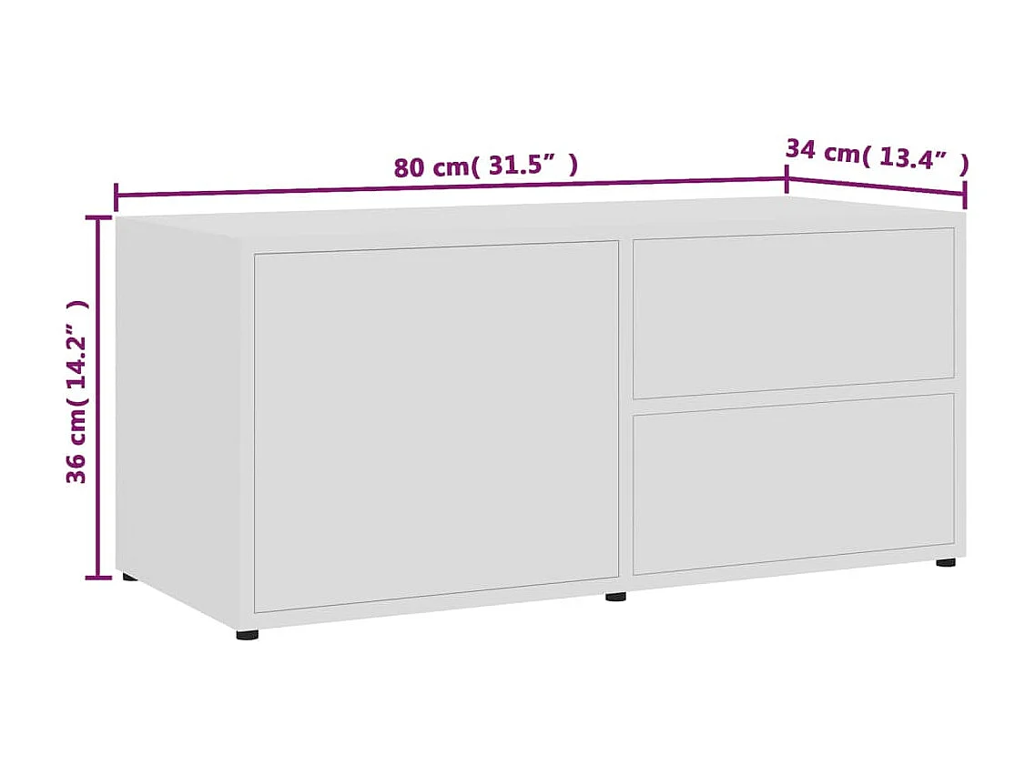 Waianae  Meuble TV Blanc 80x34x36 cm Bois d'ingénierie