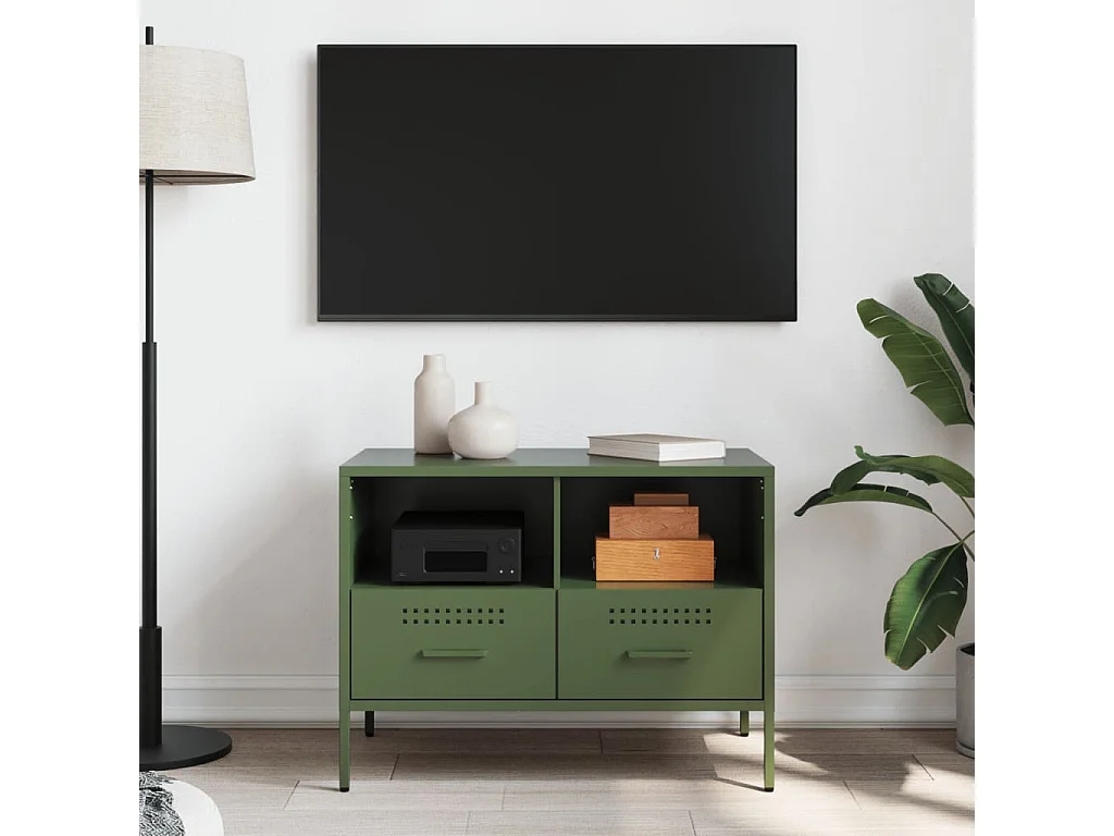 Dundrum  Mueble para TV acero verde oliva 68x39x50,5 cm