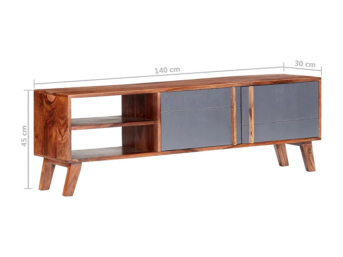 Garden Furniture -  Meuble TV gris 140x30x45 cm bois solide