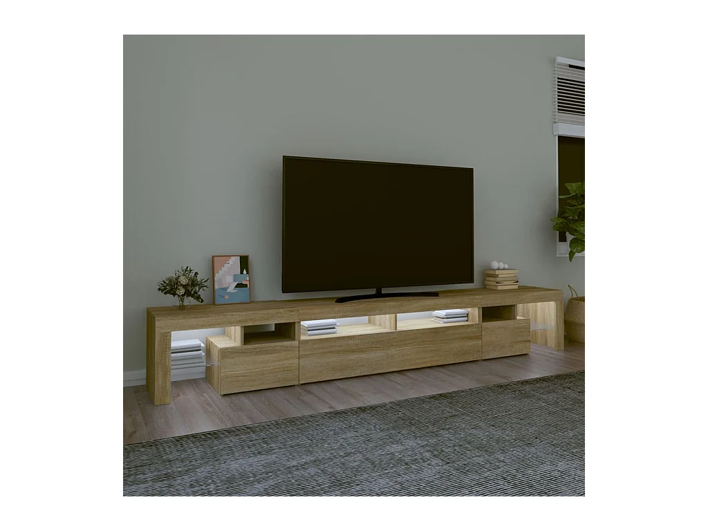 Tahlequah  Meuble TV avec lumières LED Chêne sonoma 260x36,5x40 cm
