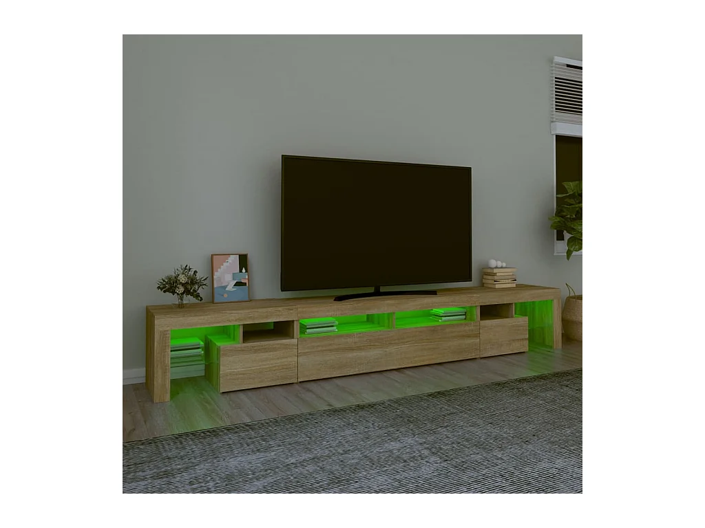 Tahlequah  Meuble TV avec lumières LED Chêne sonoma 260x36,5x40 cm
