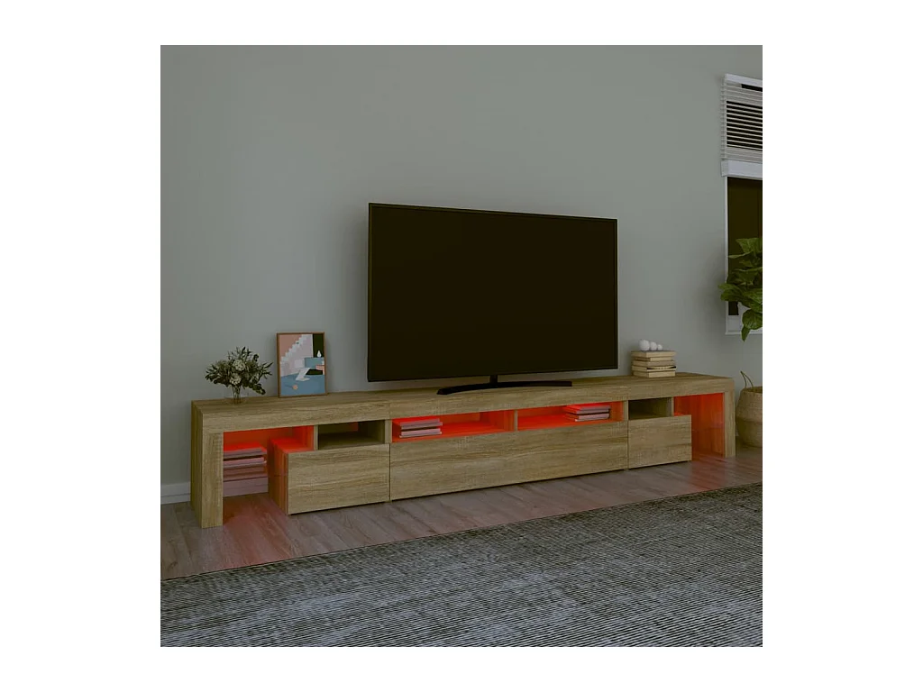 Tahlequah  Meuble TV avec lumières LED Chêne sonoma 260x36,5x40 cm