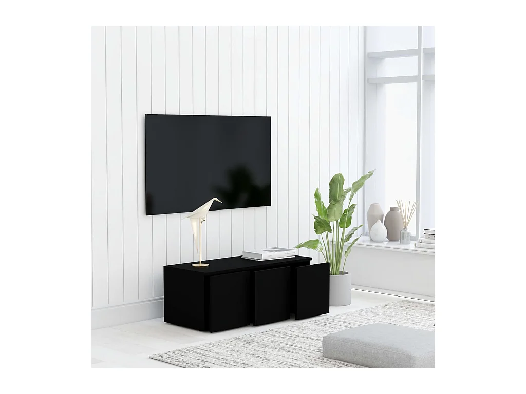 Hetty  Tv-meubel 80x34x30 cm bewerkt hout zwart