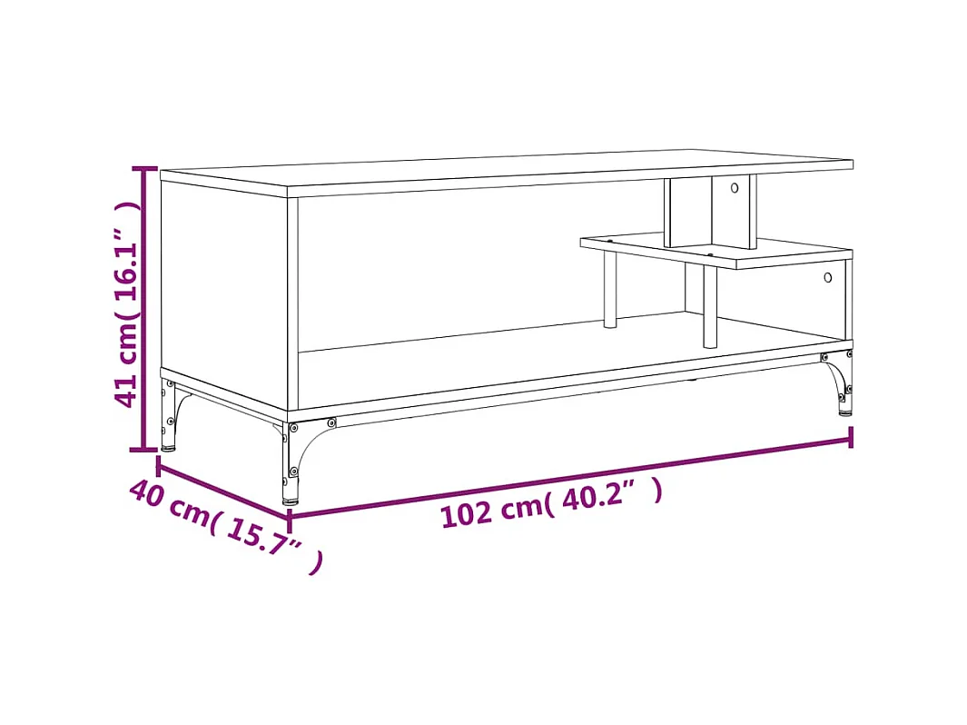 Trondheim  Tv-meubel 102x40x41 cm hout en gepoedercoat staal gerookt eiken