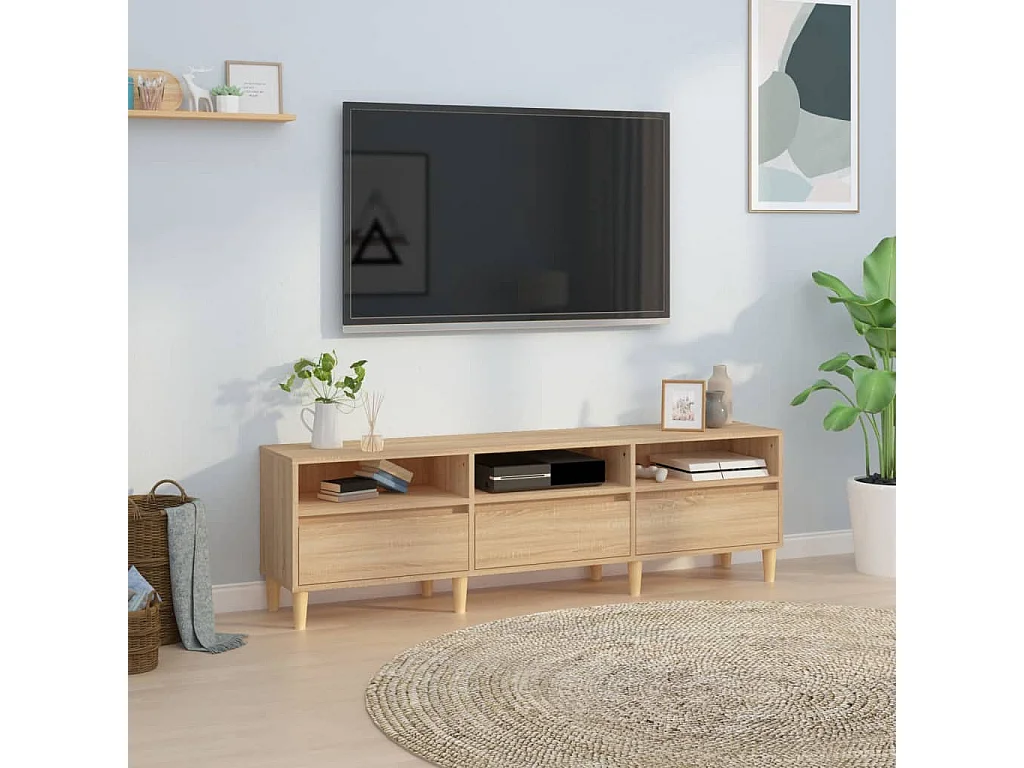 Lin  Meuble TV chêne sonoma 150x30x44,5 cm bois d'ingénierie