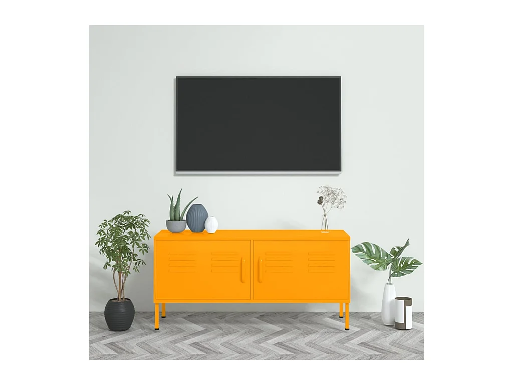 Drøbak  Meuble TV Jaune moutarde 105x35x50 cm Acier