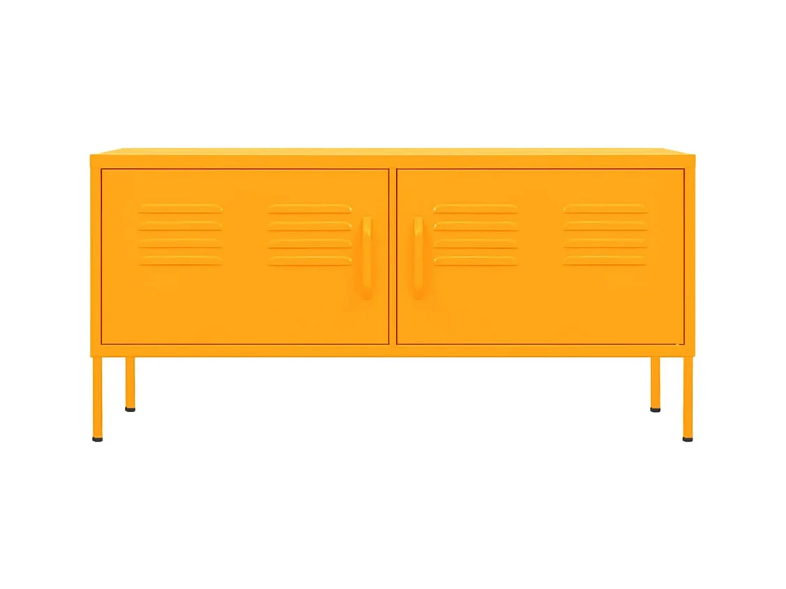 Drøbak  Mueble para TV de acero amarillo mostaza 105x35x50 cm