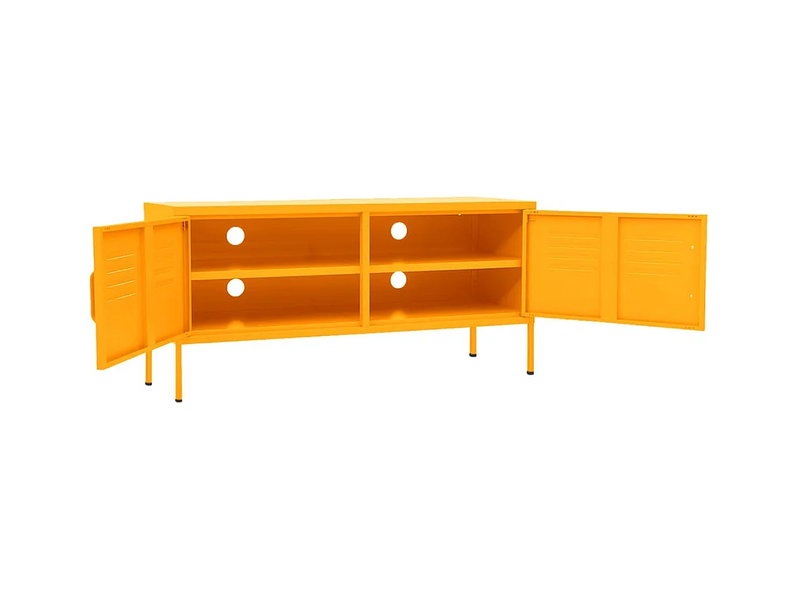 Drøbak  Mueble para TV de acero amarillo mostaza 105x35x50 cm