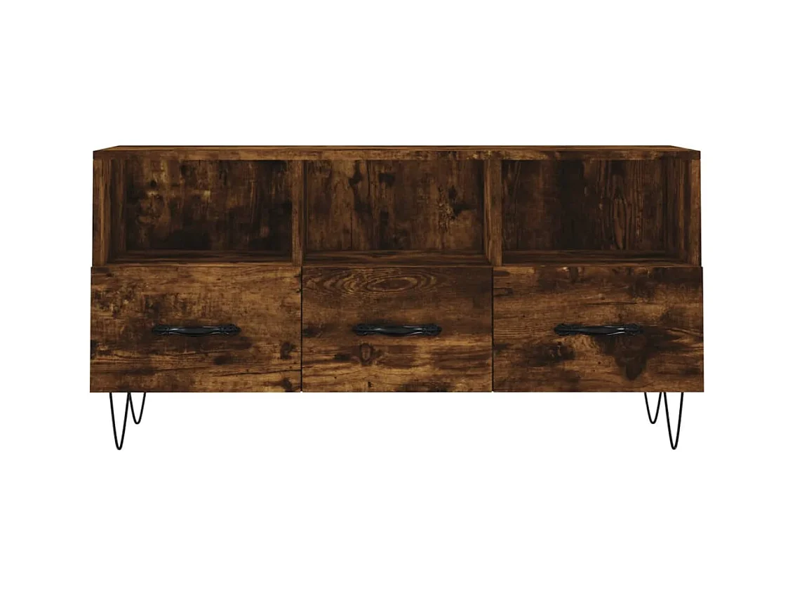 Juana Fernanda  Mueble de TV madera de ingeniería roble ahumado 102x36x50 cm