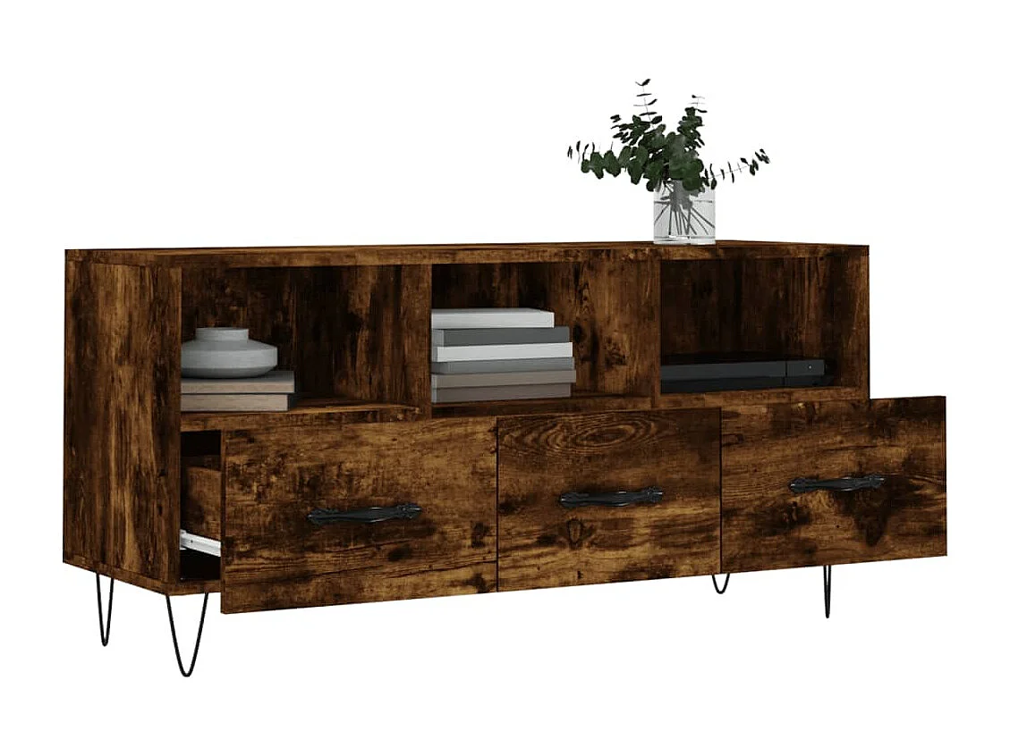 Juana Fernanda  Meuble TV chêne fumé 102x36x50 cm bois d'ingénierie