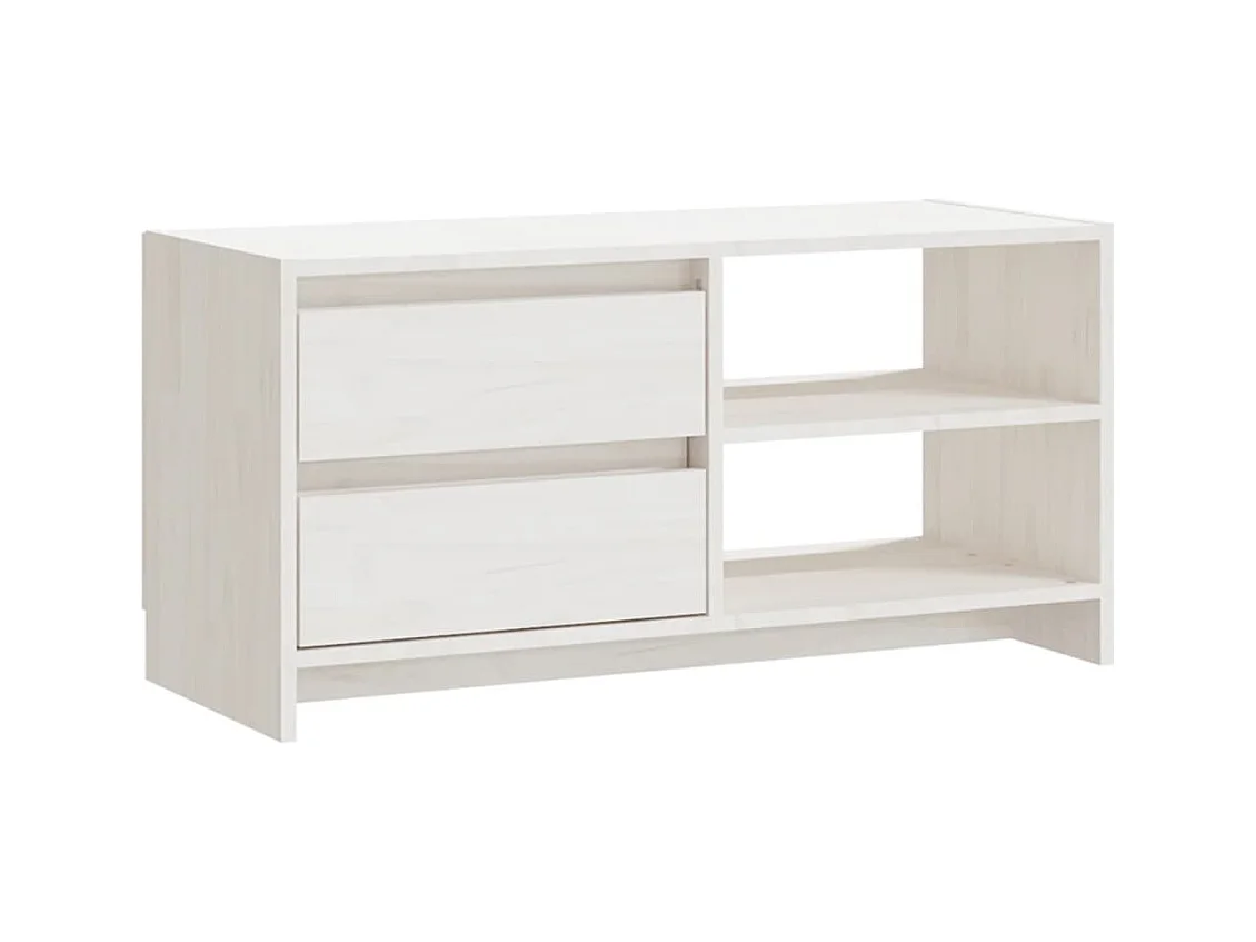Velda  Meuble TV Blanc 80x31x39 cm Bois de pin massif