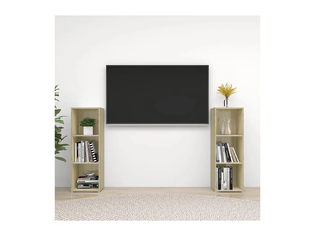 Helene  Meubles TV 2 pcs Chêne sonoma 107x35x37 cm Bois d'ingénierie