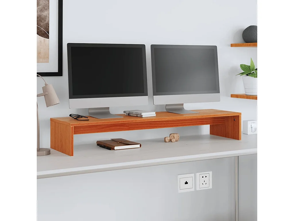 Prolenta Premium -  Soporte de monitor madera maciza pino marrón cera 100x27x15 cm