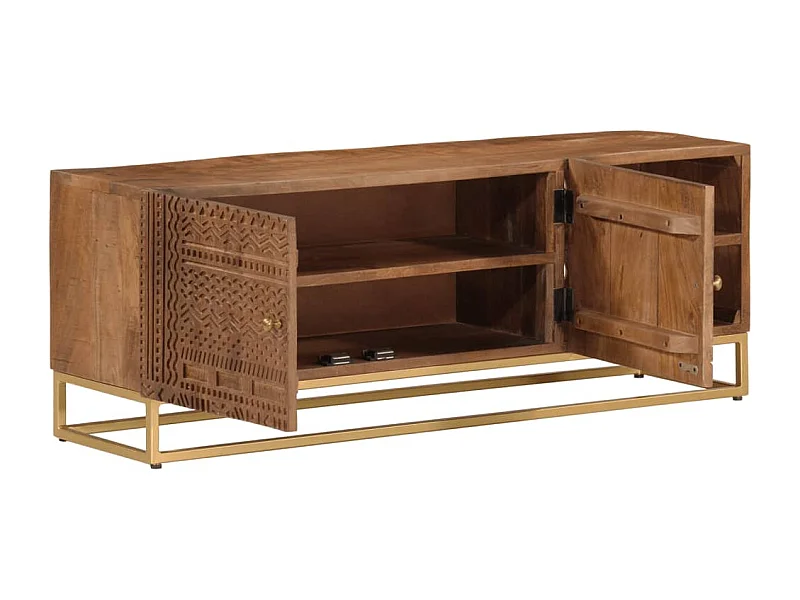 Garden Furniture -  Meuble TV 110x30x40 cm bois massif de manguier et fer