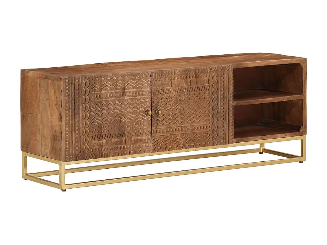 Garden Furniture -  Meuble TV 110x30x40 cm bois massif de manguier et fer